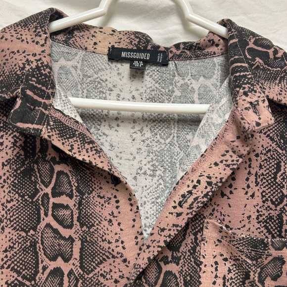 Pink Snake Print Button up Blouse - Picture 2 of 3